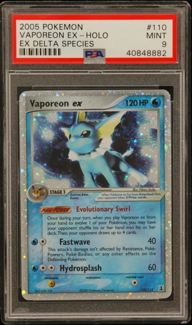 2005 #110 Vaporeon EX-Holo PSA 9 EX Delta Species