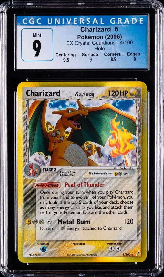 2006 #4 Charizard-Holo CGC 9 EX Crystal Guardians Pokemon