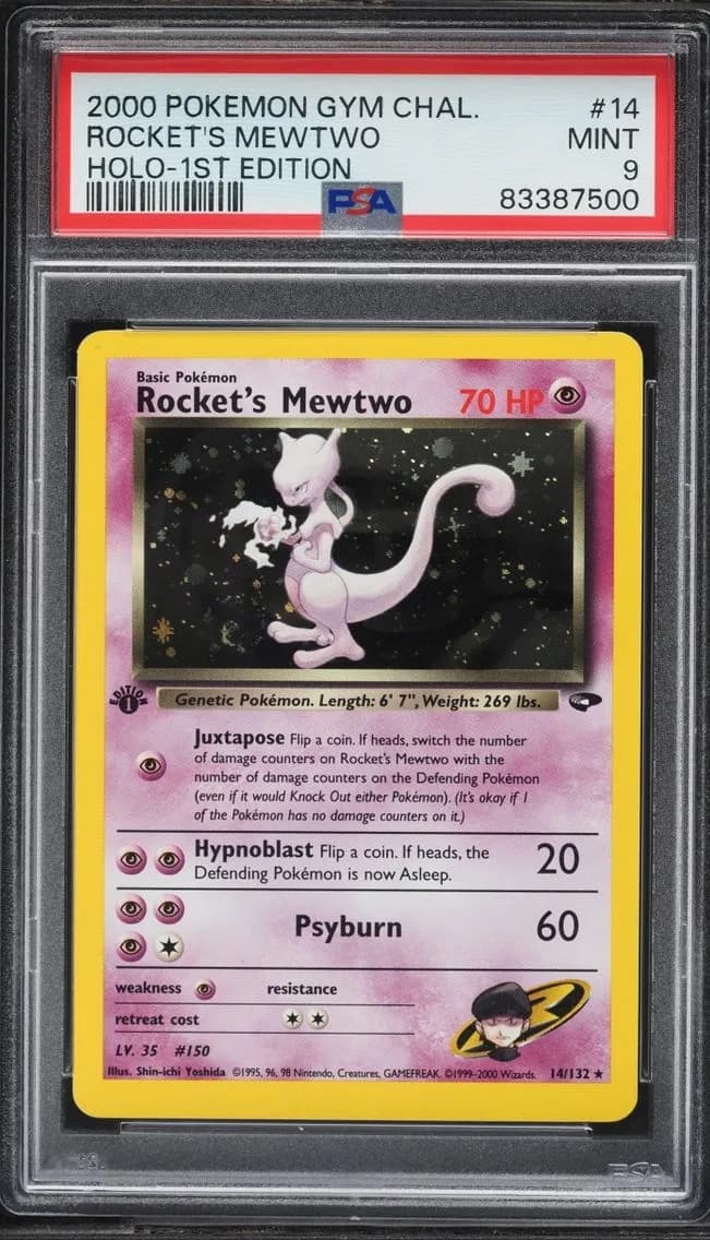 2000 #14 Gym Challenge 1st Edition Holo Rocket's Mewtwo MINT PSA 9 Pokemon
