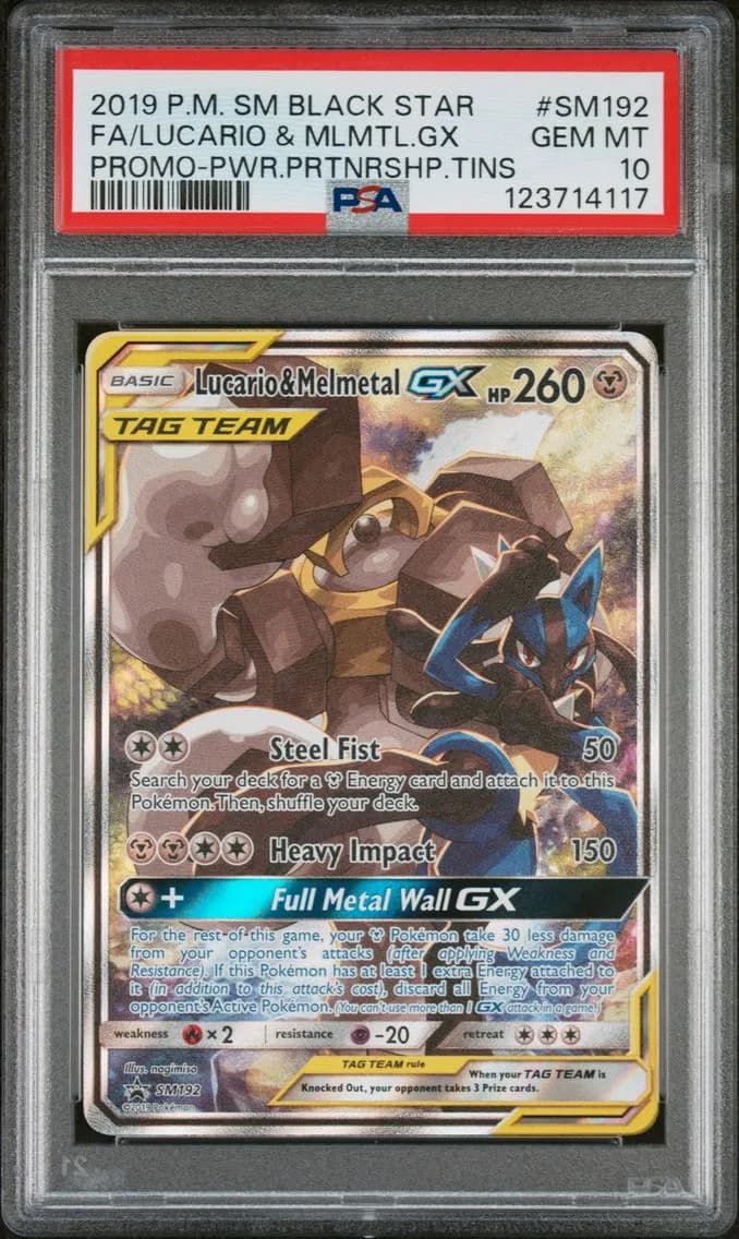 2019 #SM192 Full Art/Lucario & Melmetal GX PSA 10 SM Black Star Promo Pokemon