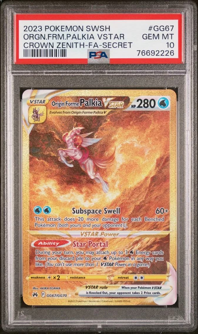 2023 #GG67 Full Art/Origin Forme Palkia Vstar PSA 10 Sword and Shield Crown Zenith