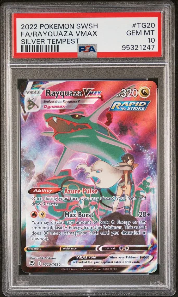 2022 #TG20 Full Art/Rayquaza Vmax PSA 10 Sword & Shield Silver Tempest Pokemon