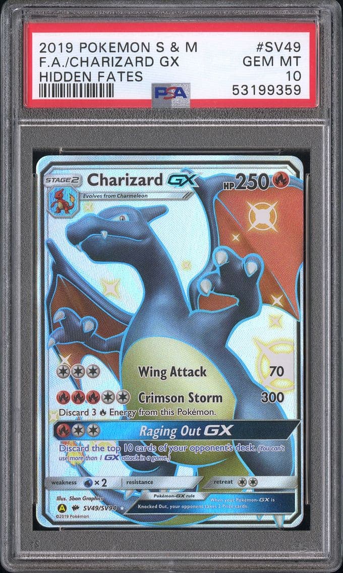 2019 #SV49 Full Art/Charizard GX PSA 10 Sun & Moon Hidden Fates