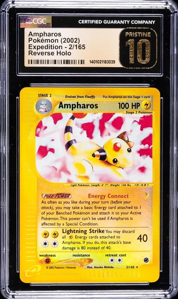 2002 #2 Ampharos-Reverse Foil CGC 10 Pristine Expedition Pokemon