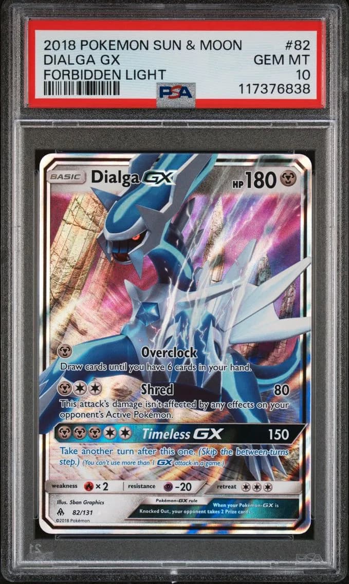 2018 #82 Dialga GX PSA 10 Sun & Moon Forbidden Light Pokemon