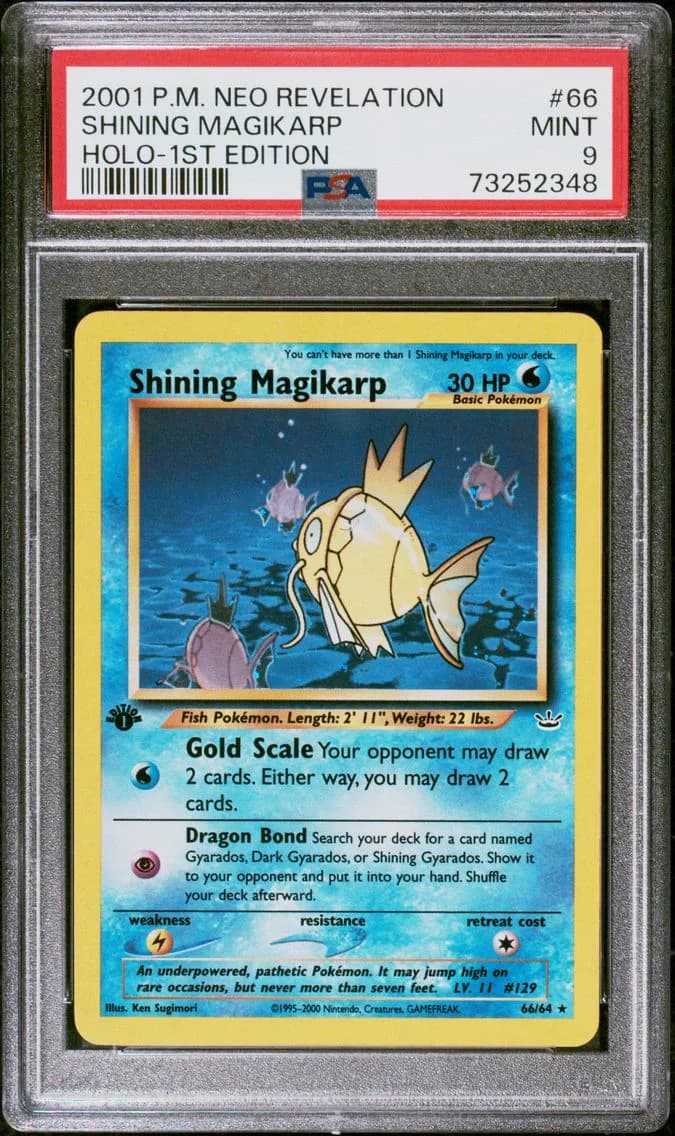 2001 #66 Shining Magikarp-Holo 1st Edition PSA 9 Neo Revelation
