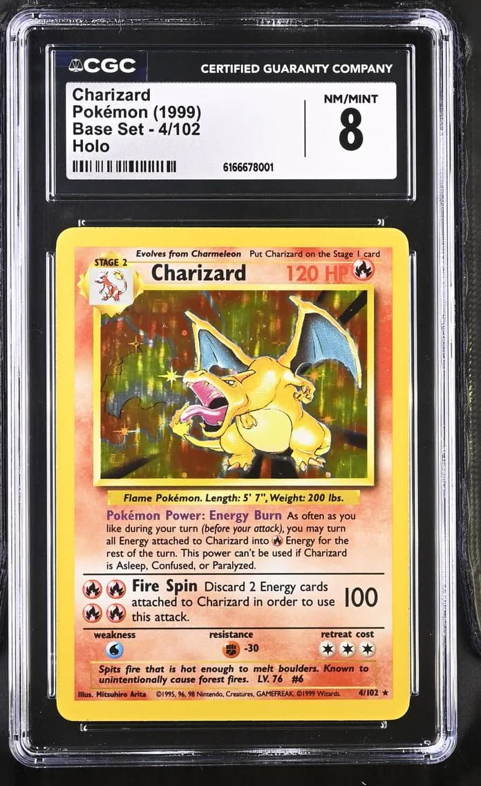 1999 #4 Charizard CGC 8 Base Set - Unlimited - English