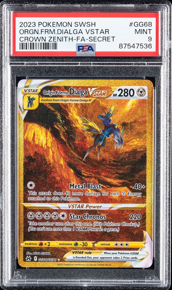 2023 #GG68 Full Art/Origin Forme Dialga Vstar PSA 9 Sword and Shield Crown Zenith Pokemon