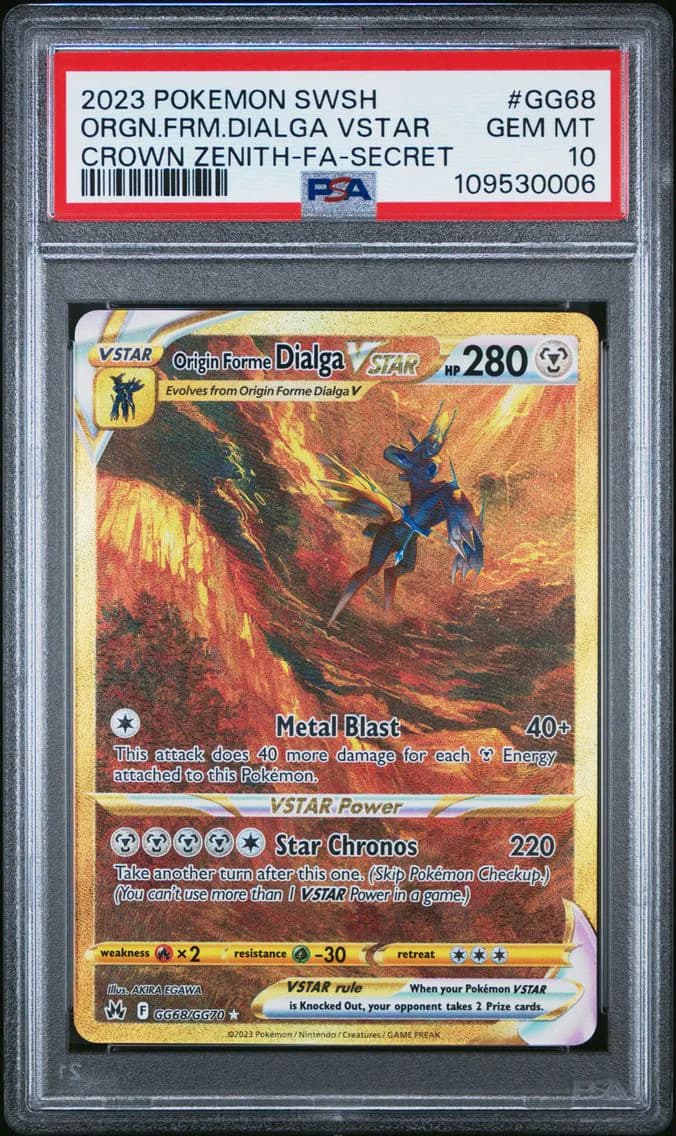 2023 #GG68 Full Art/Origin Forme Dialga Vstar PSA 10 Sword and Shield Crown Zenith