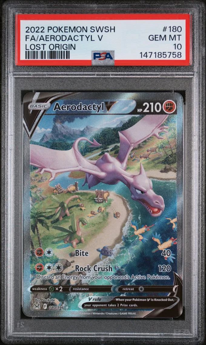 2022 #180 Full Art/Aerodactyl V PSA 10 Sword & Shield Lost Origin