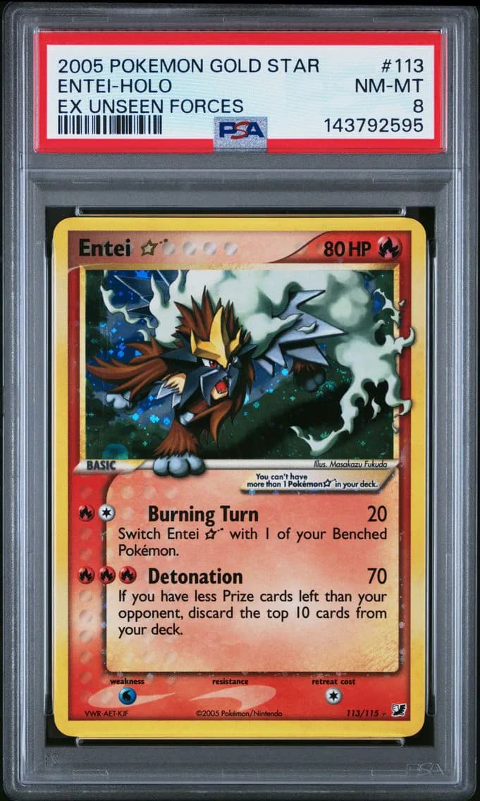 2005 #113 Entei-Holo Gold Star PSA 8 EX Unseen Forces