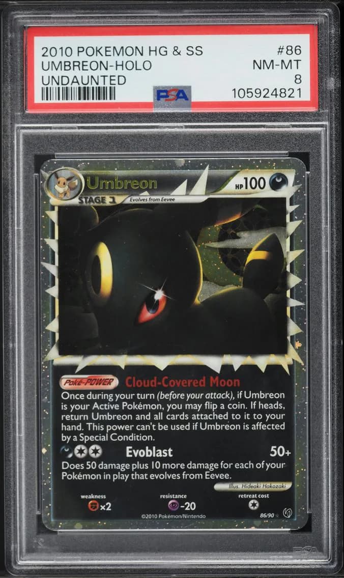 2010 #86 Umbreon-Holo PSA 8 Heartgold & Soulsilver Undaunted Pokemon