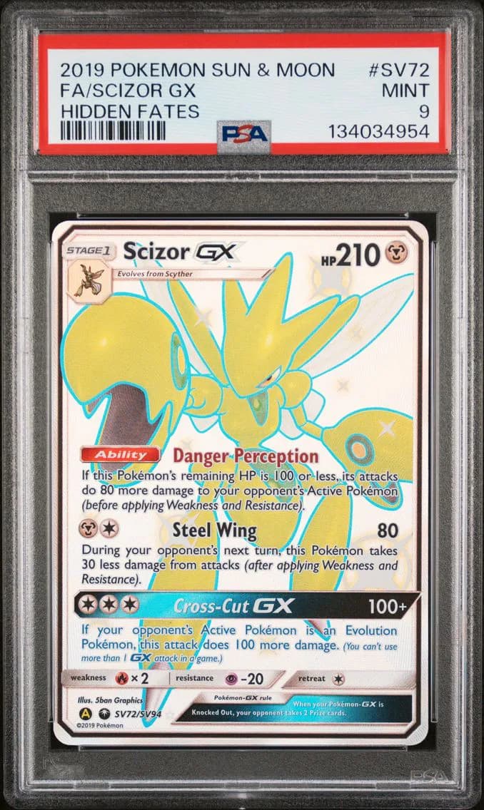 2019 #SV72 Full Art/Scizor GX PSA 9 Sun & Moon Hidden Fates Pokemon