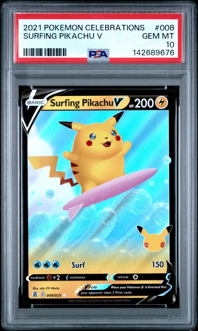 Surfing Pikachu V slab