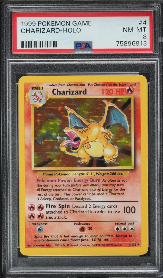 1999 #4 BASE SET HOLO CHARIZARD PSA 8 POKEMON