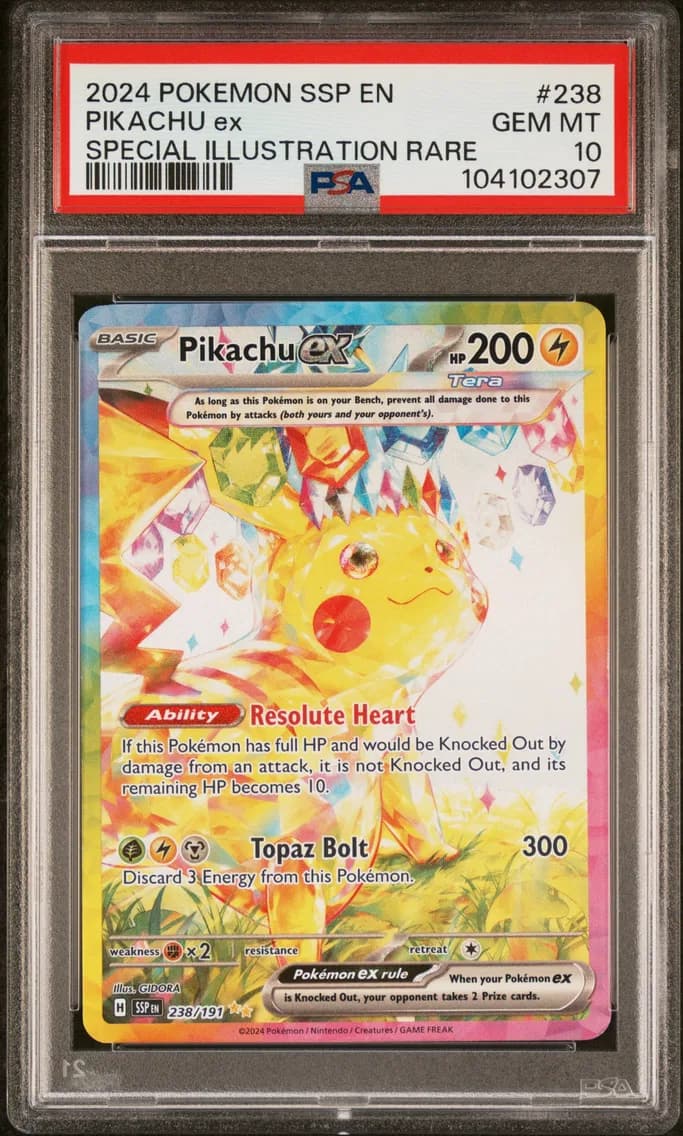 2024 #238 Pikachu EX PSA 10 Ssp EN-Surging Sparks