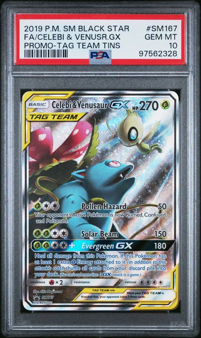 2019 #SM167 Full Art/Celebi & Venusaur GX PSA 10 SM Black Star Promo Pokemon