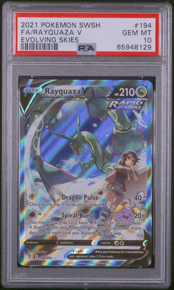 2021 #194 Full Art/Rayquaza V PSA 10 Sword & Shield Evolving Skies Pokemon