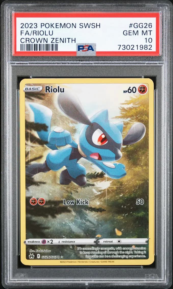 2023 #GG26 FULL ART/RIOLU PSA 10 POKEMON SWORD AND SHIELD CROWN ZENITH