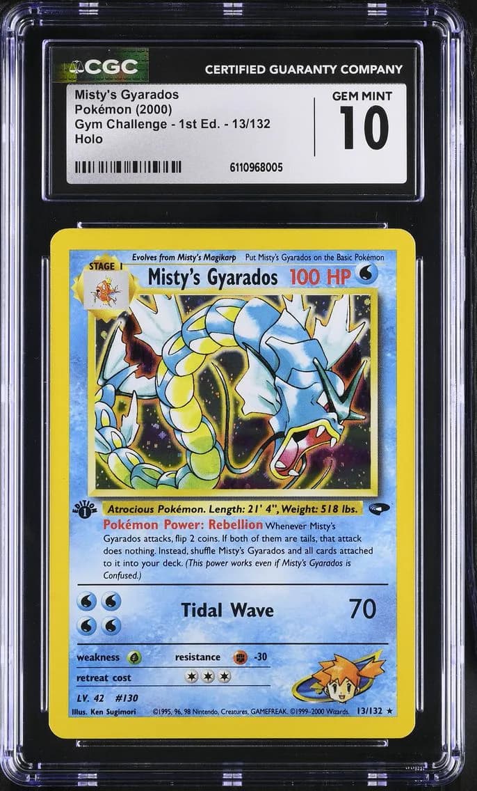 2000 #13 Gym Challenge - 1st Edition - English Misty's Gyarados Rare Holo CGC 10 Pokemon