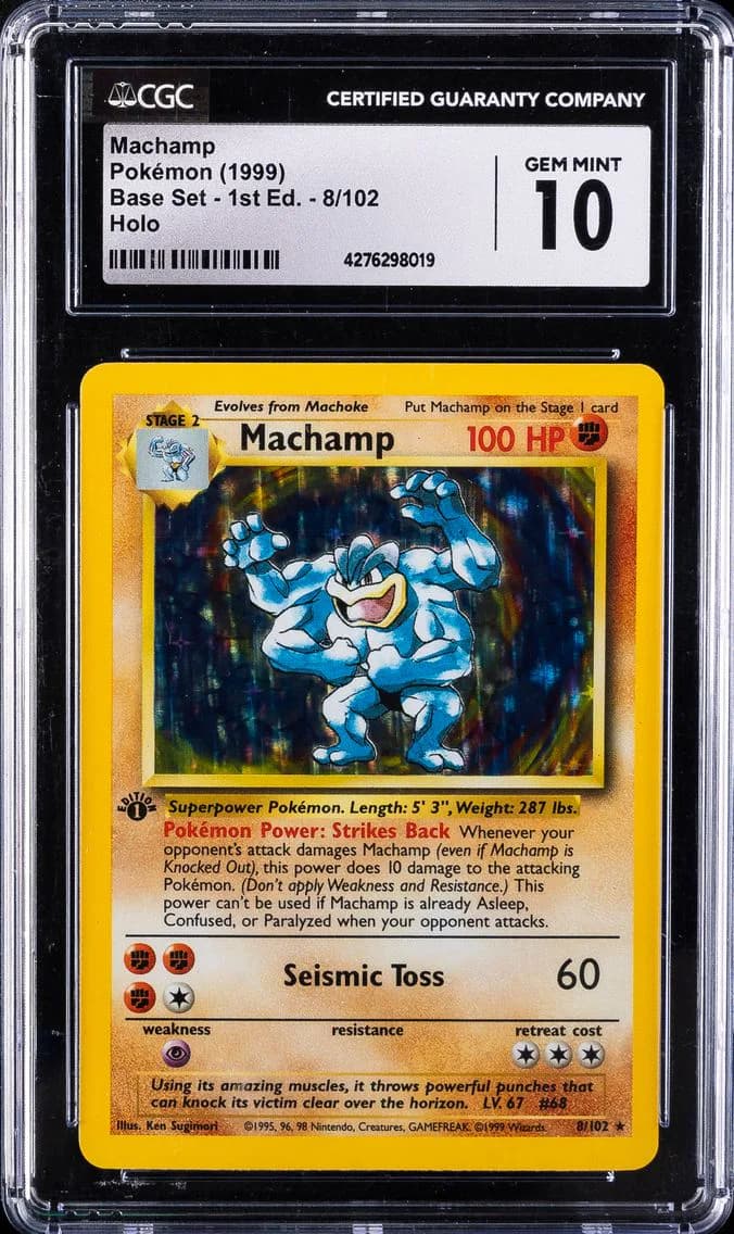 1999 #8 Machamp-Holo 1st Edition CGC 10 Game Pokemon