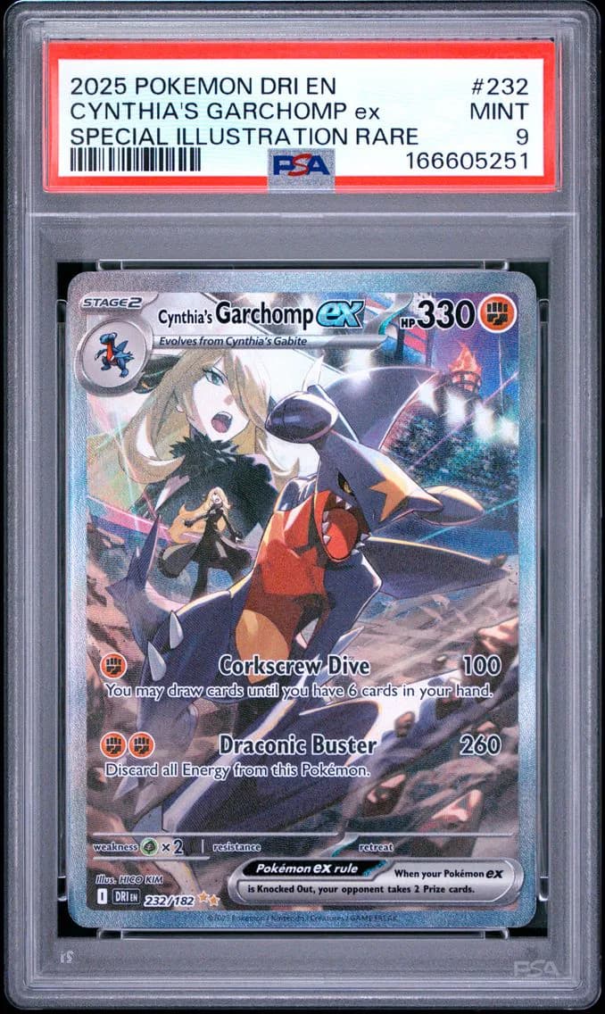 2025 #232 Cynthia's Garchomp EX PSA 9 Dri EN-Destined Rivals