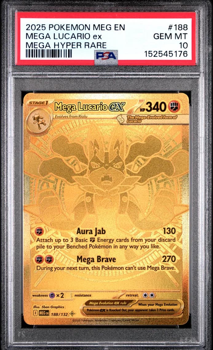 2025 #188 Mega Lucario EX PSA 10 Meg EN-Mega Evolution