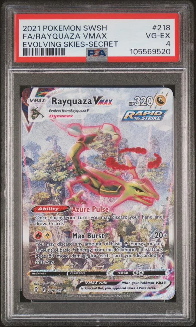 2021 #218 FULL ART/RAYQUAZA VMAX PSA 4 POKEMON SWORD & SHIELD EVOLVING SKIES | SECRET