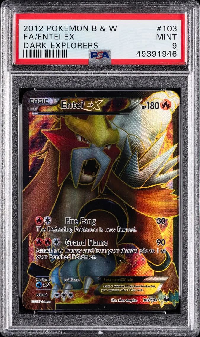 2012 #103 Full Art/Entei EX PSA 9 Black & White Dark Explorers Pokemon