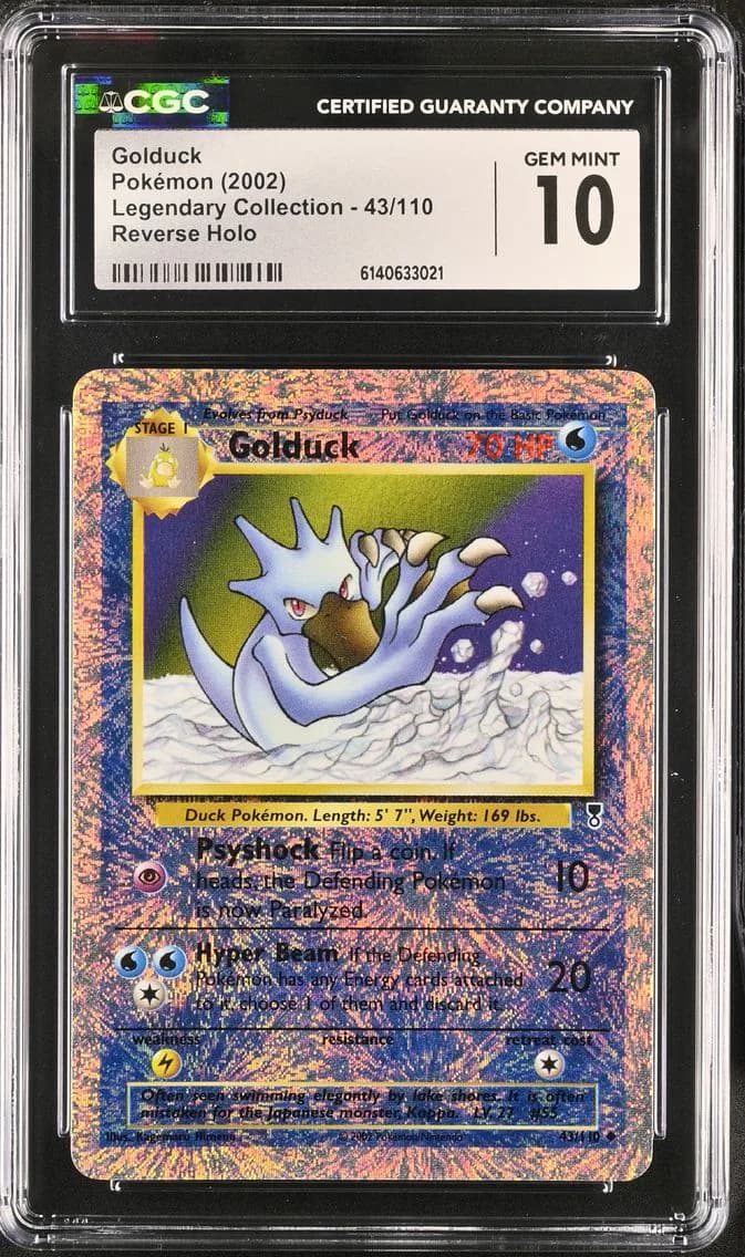 2002 #43 Golduck Reverse Holo CGC 10 Legendary Collection - English