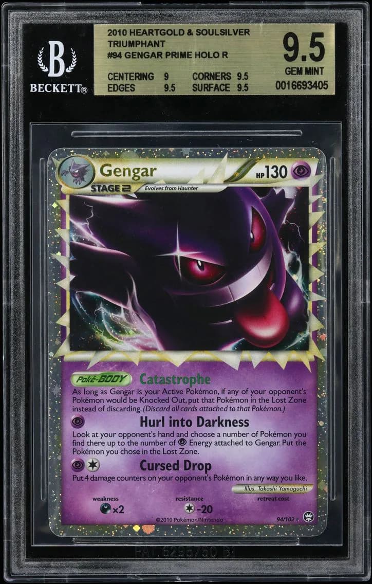 2010 #94 Gengar PRIME HOLO R BGS 9.5 TCG HeartGold and SoulSilver Triumphant