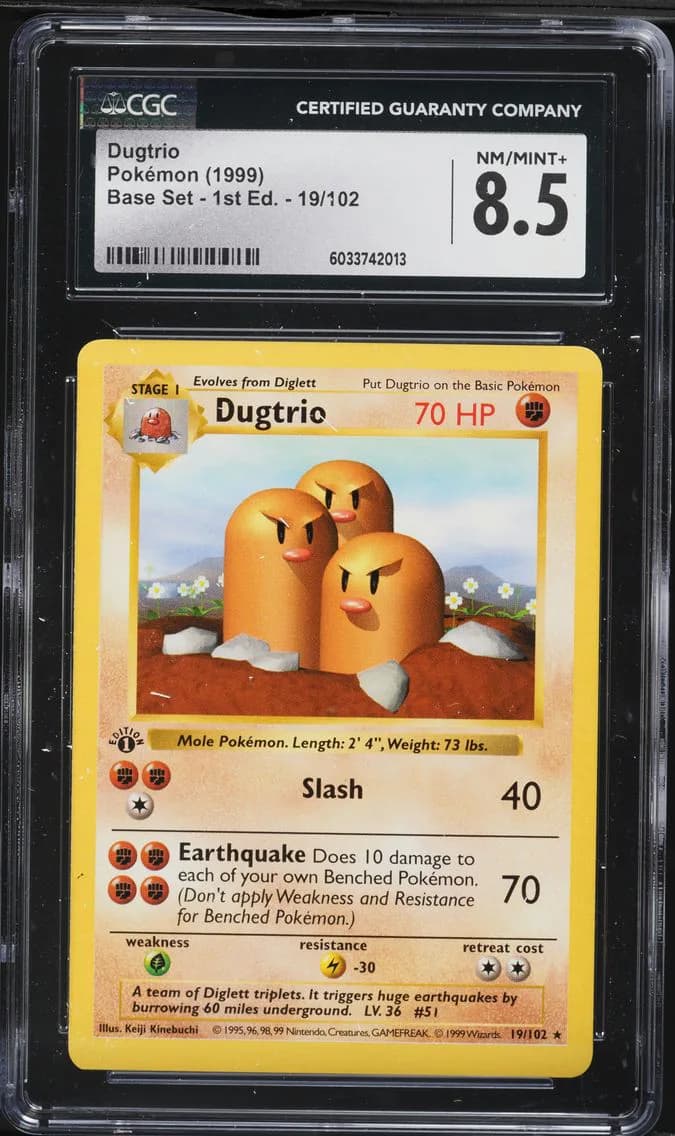1999 #19 Dugtrio 1st Edition CGC 8.5 Game Pokemon
