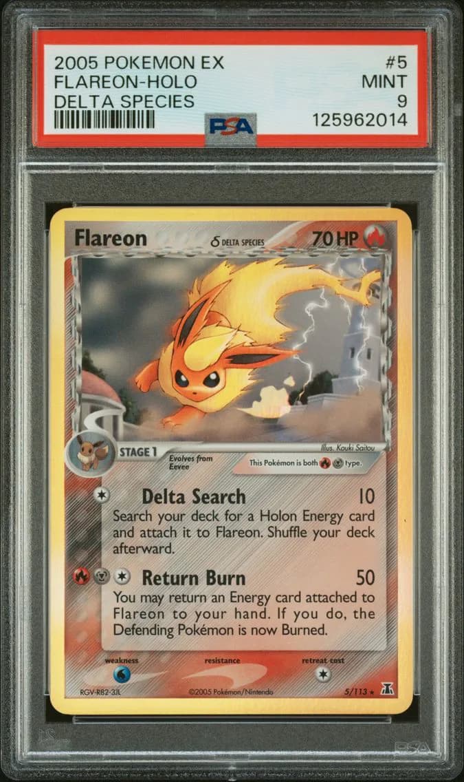 2005 #5 Flareon-Holo PSA 9 EX Delta Species