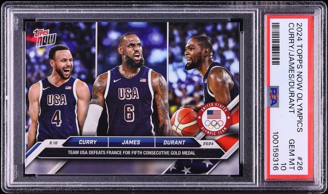 2024 #26 Stephen Curry LeBron James Kevin Durant PSA 10 Topps Now Olympics