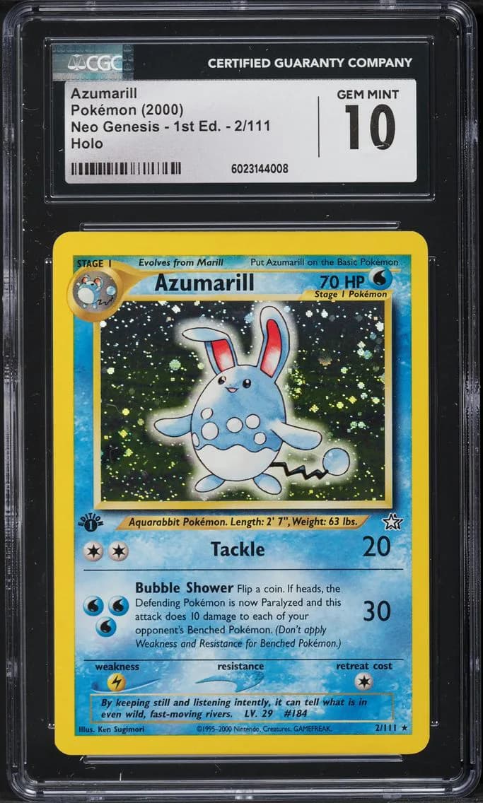 2000 #2 Azumarill-Holo CGC 10 Neo Genesis 1st Edition Pokemon