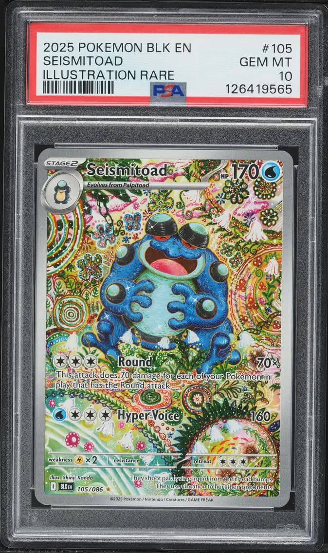 2025 #105 Seismitoad PSA 10 Blk EN-Black Bolt Pokemon