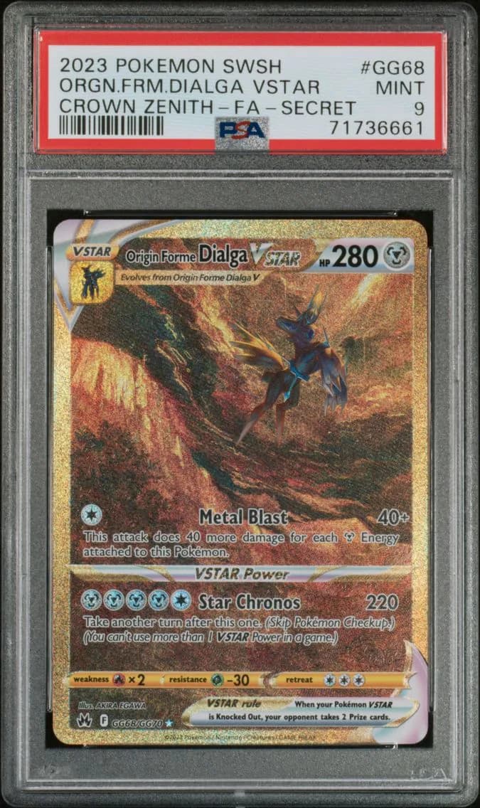 2023 #GG68 Full Art/Origin Forme Dialga Vstar PSA 9 Sword and Shield Crown Zenith Pokemon