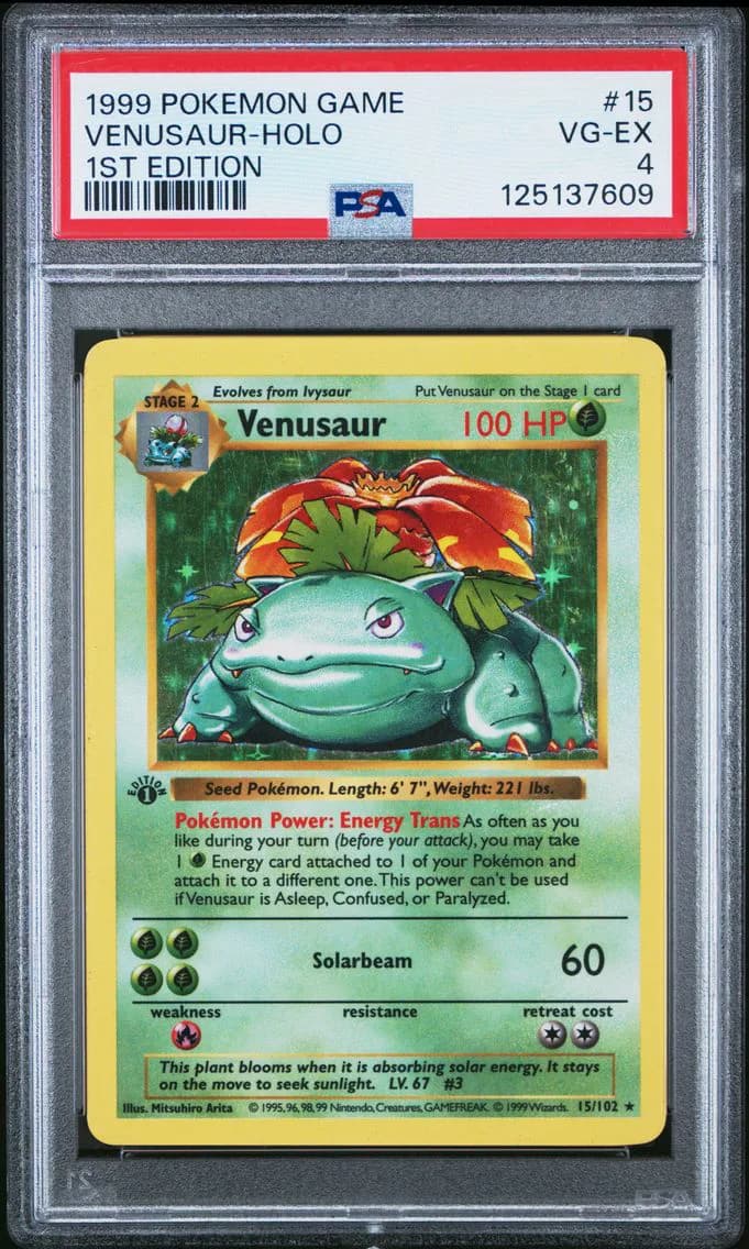 1999 #15 Venusaur-Holo 1st Edition PSA 4 Game Pokemon