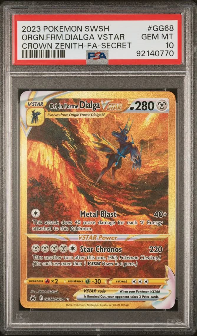 2023 #GG68 FULL ART/ORIGIN FORME DIALGA VSTAR PSA 10 POKEMON SWORD AND SHIELD CROWN ZENITH | SECRET