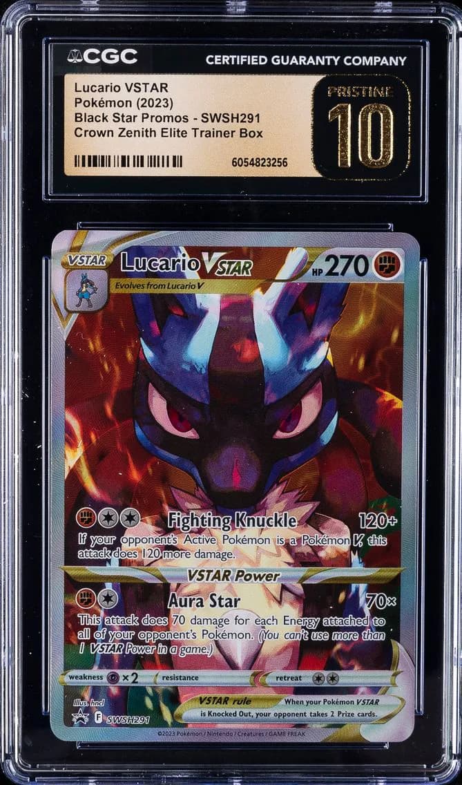 2023 #291 Full Art/Lucario Vstar CGC 10 Pristine Swsh Black Star Promo Pokemon