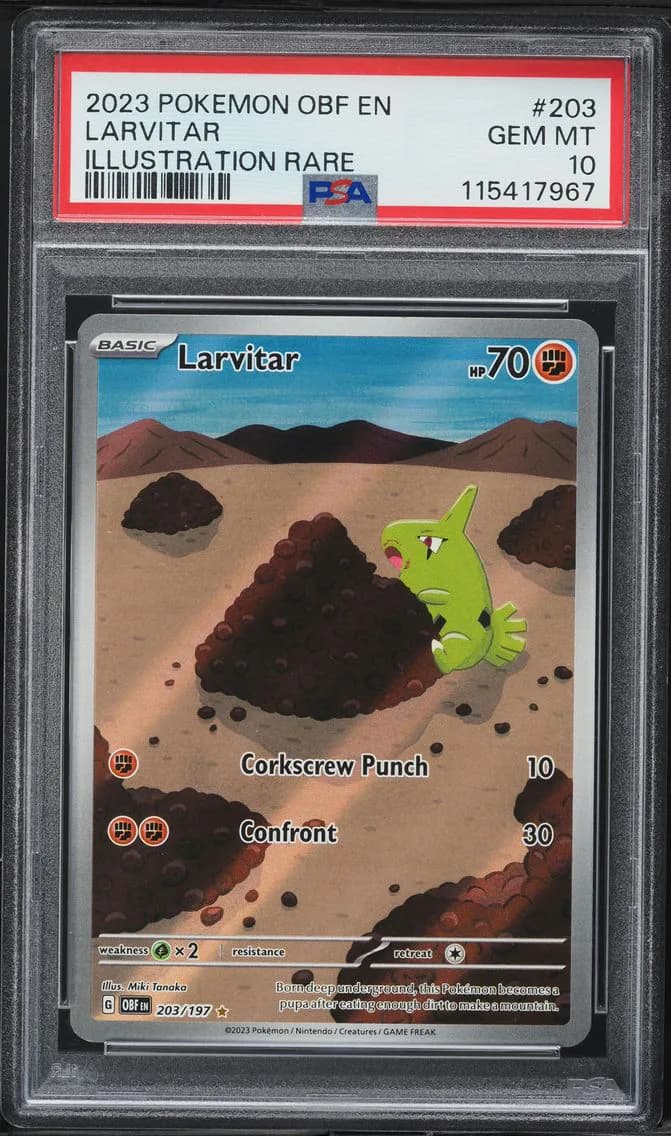 2023 #203 Larvitar PSA 10 Obf EN-Obsidian Flames Pokemon