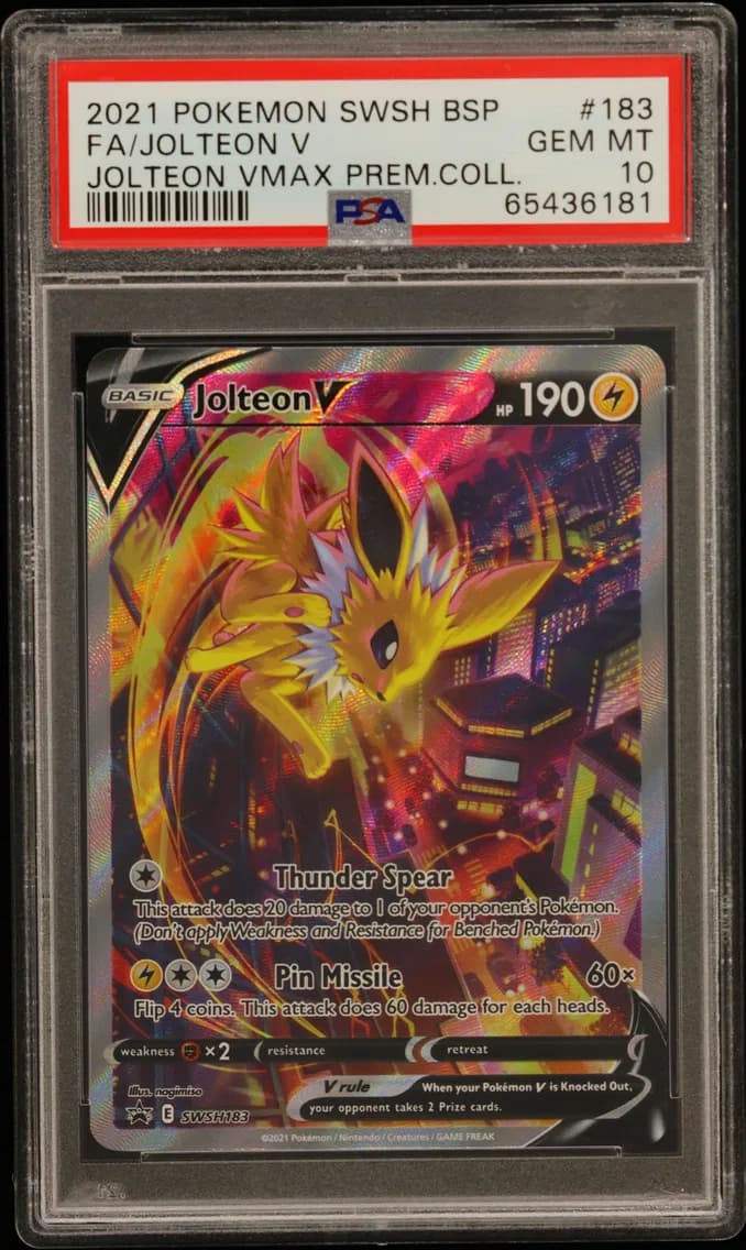 2021 #183 Full Art/Jolteon V PSA 10 Swsh Black Star Promo