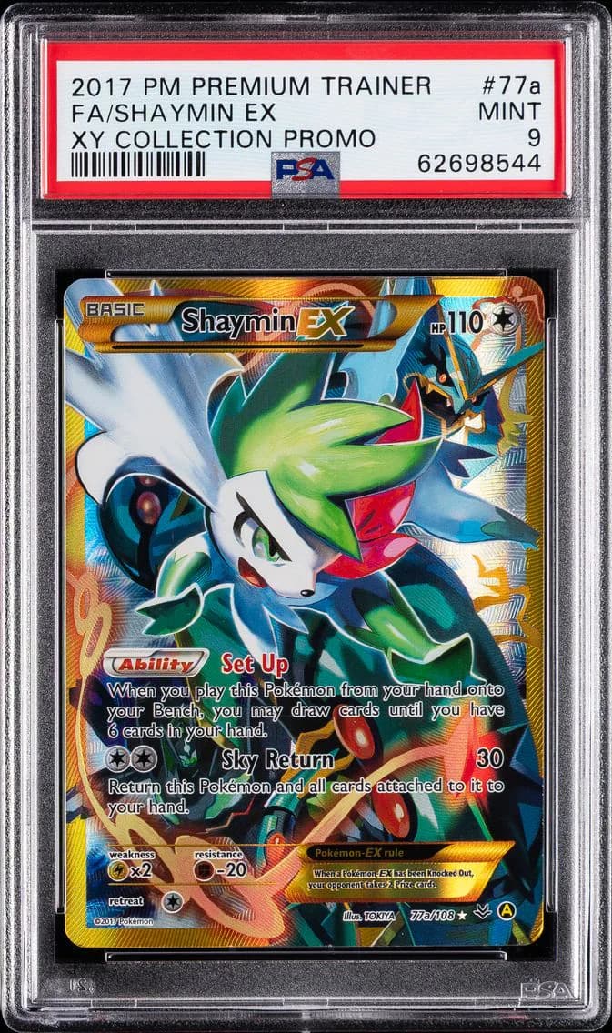 2017 #77a Full Art/Shaymin EX PSA 9 Premium Trainer XY Collection Promo Pokemon