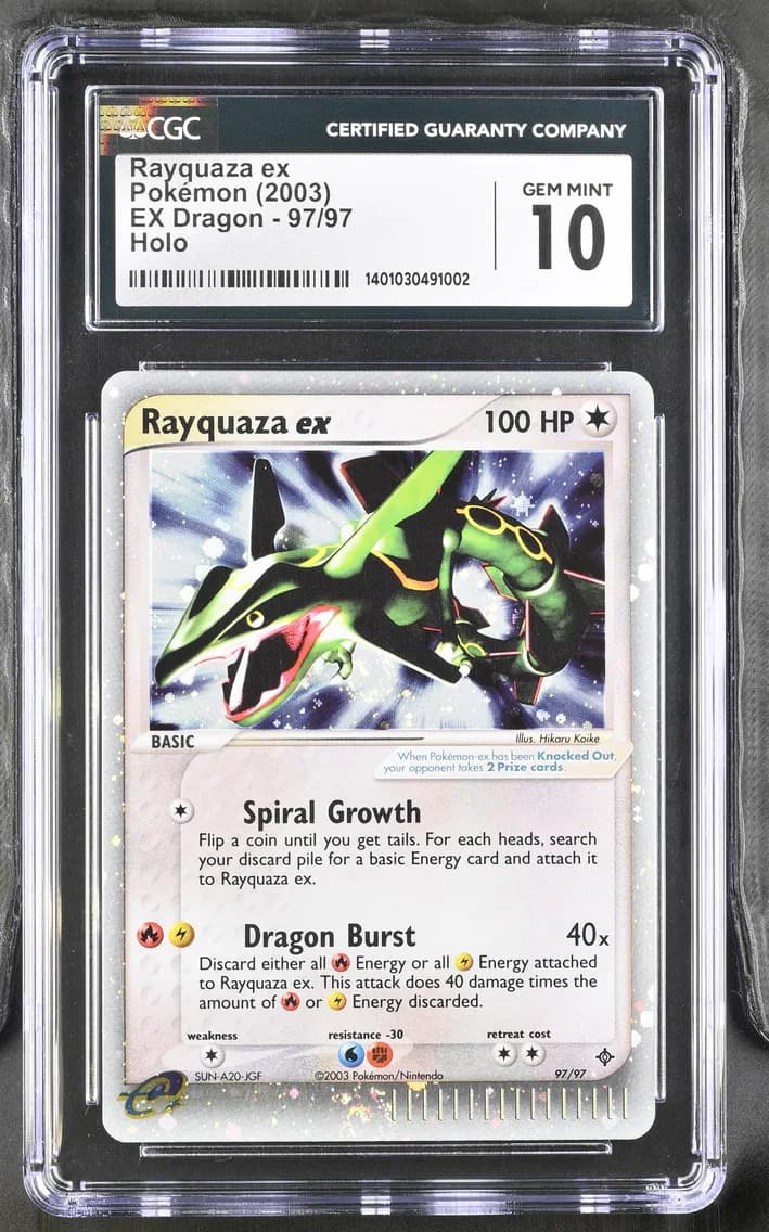 2003 #97 Rayquaza ex CGC 10 EX Dragon (2003 Copyright, w/ "e" Symbol) - English