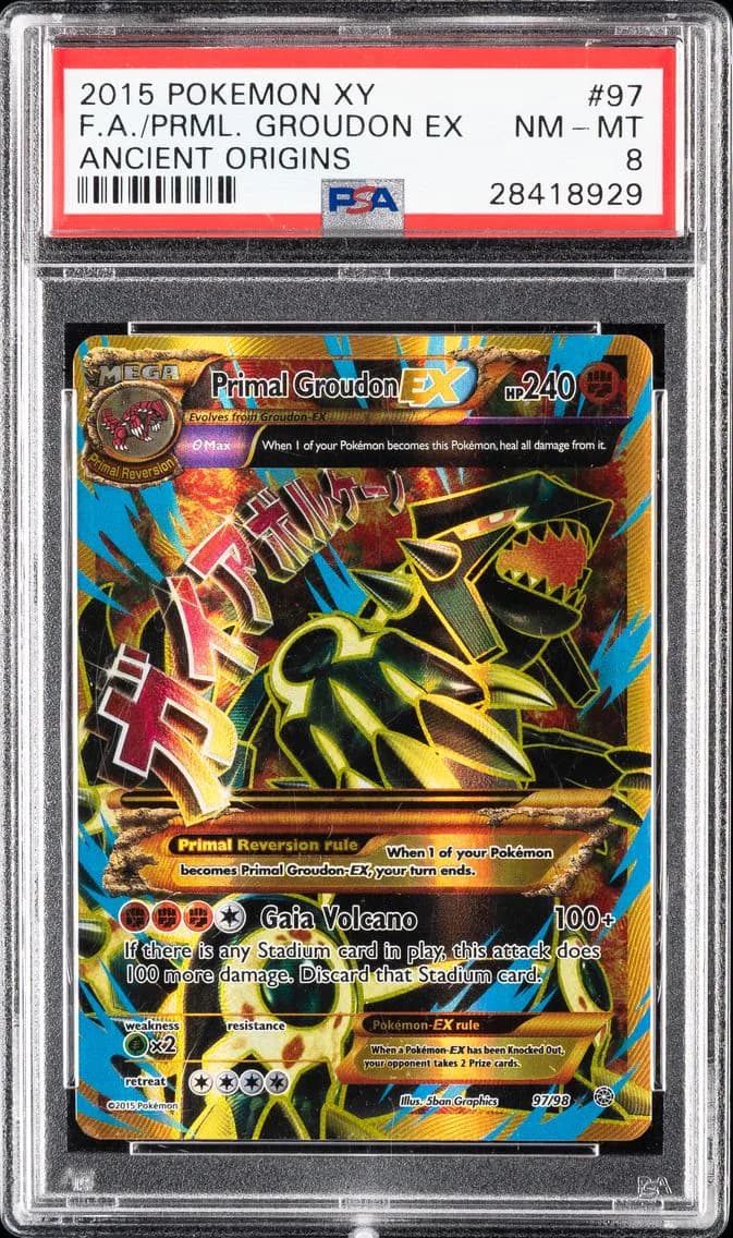 2015 #97 Full Art/Primal Groudon EX PSA 8 XY Ancient Origins Pokemon