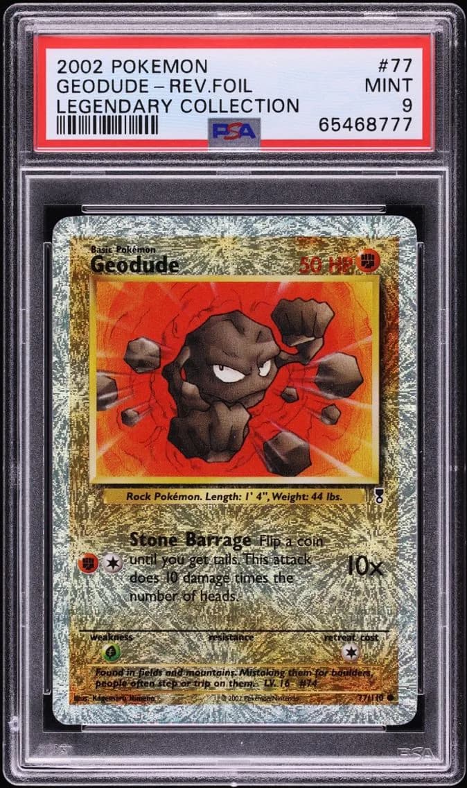 2002 #77 Geodude PSA 9 Pokemon Legendary Collection Reverse Holo