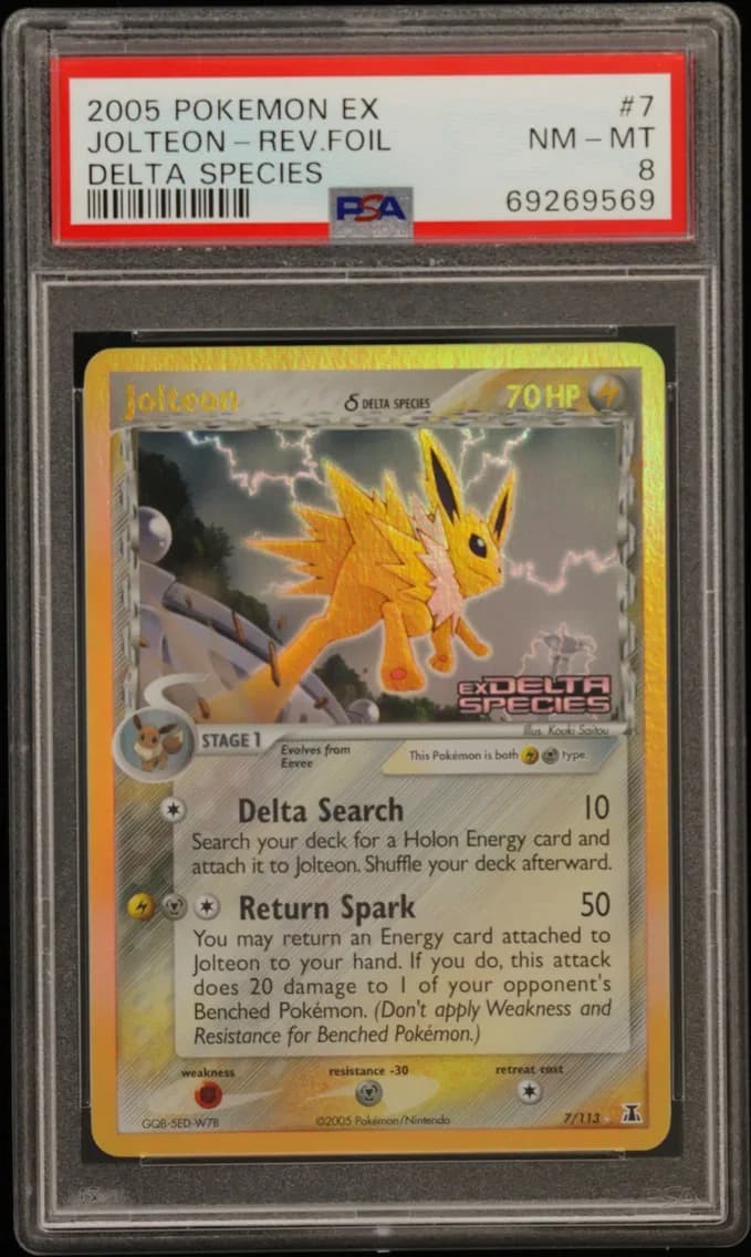 2005 #7 Jolteon-Reverse Foil PSA 8 EX Delta Species