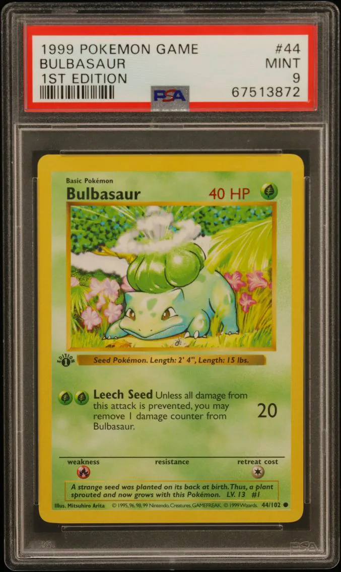 1999 #44 Bulbasaur 1st Edition PSA 9 Game