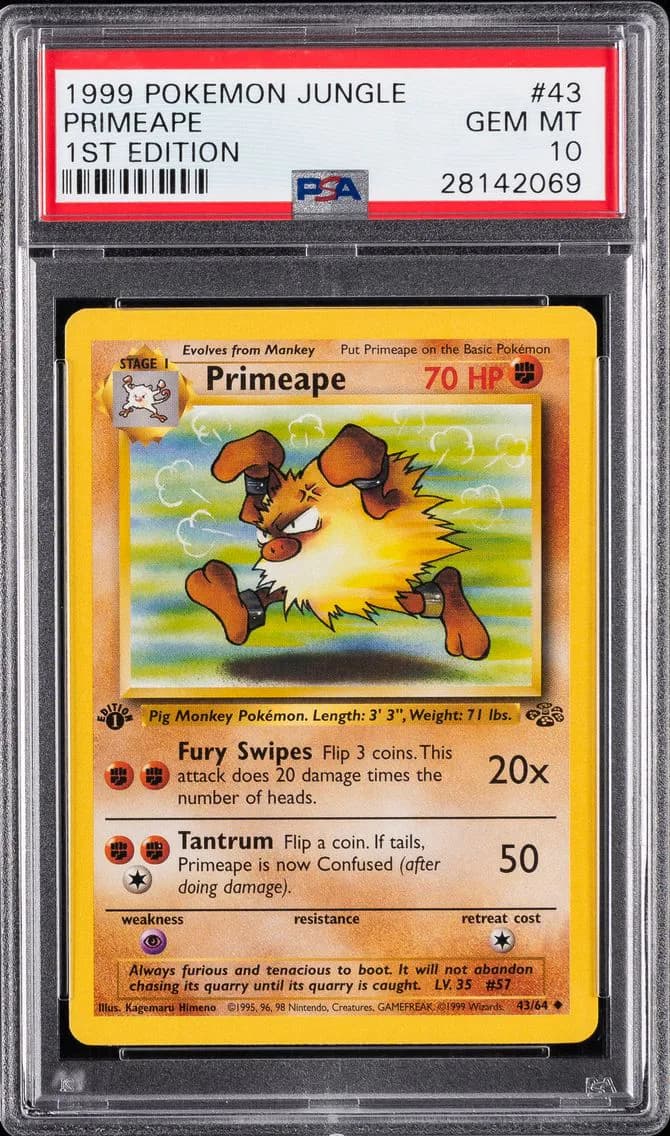 1999 #43 Primeape 1st Edition PSA 10 Jungle Pokemon