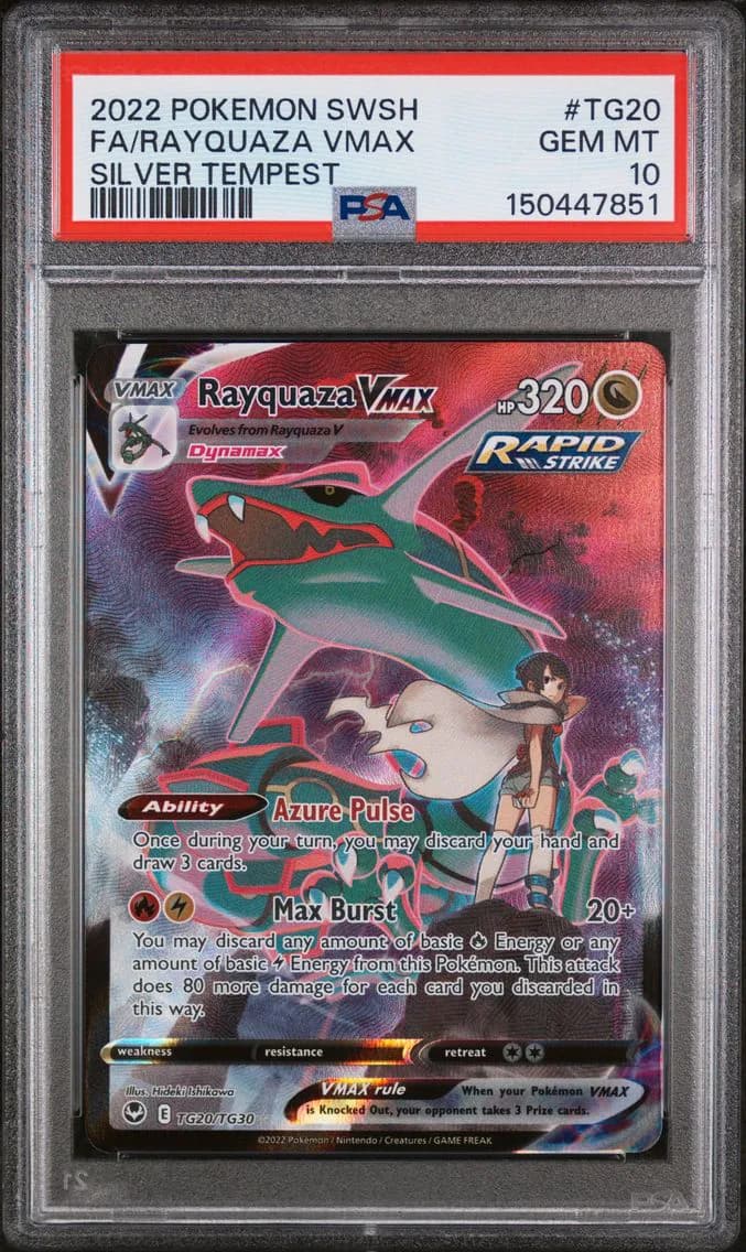 2022 #TG20 Full Art/Rayquaza Vmax PSA 10 Sword & Shield Silver Tempest